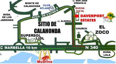 [Costa del Sol, Sitio de Calahonda, map of the main street Avenida de Espana]